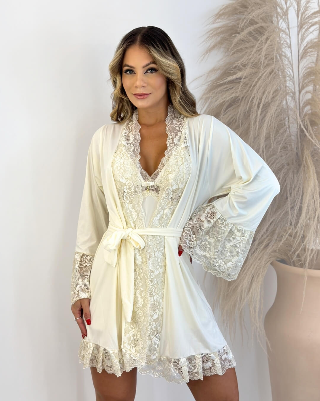 Conjunto Venus Camisola, Robe e Calcinha