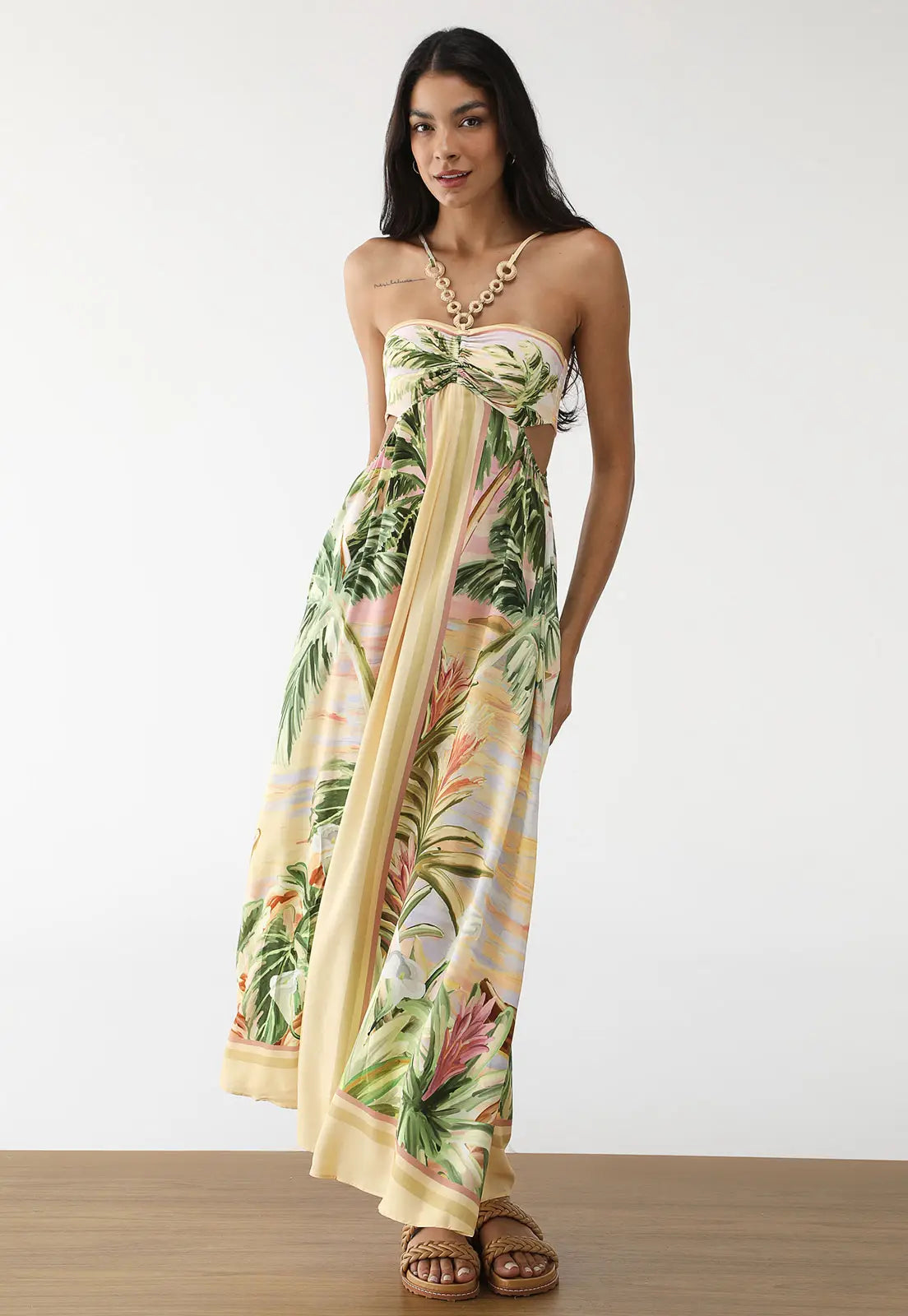 Vestido Longo Pintura Tropical