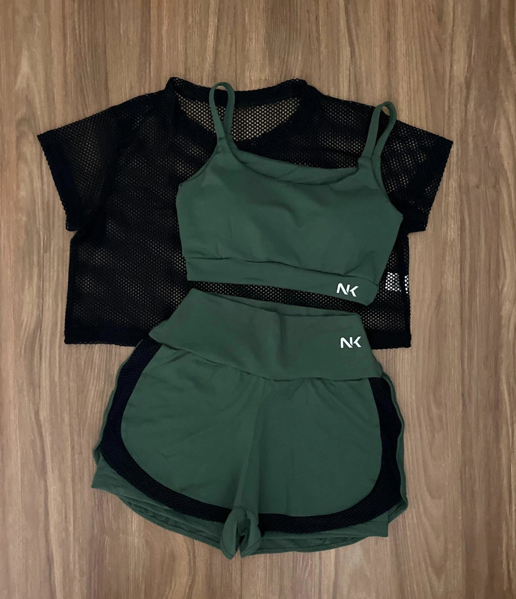 Trio Conjunto 3 Peças Short Duplo
